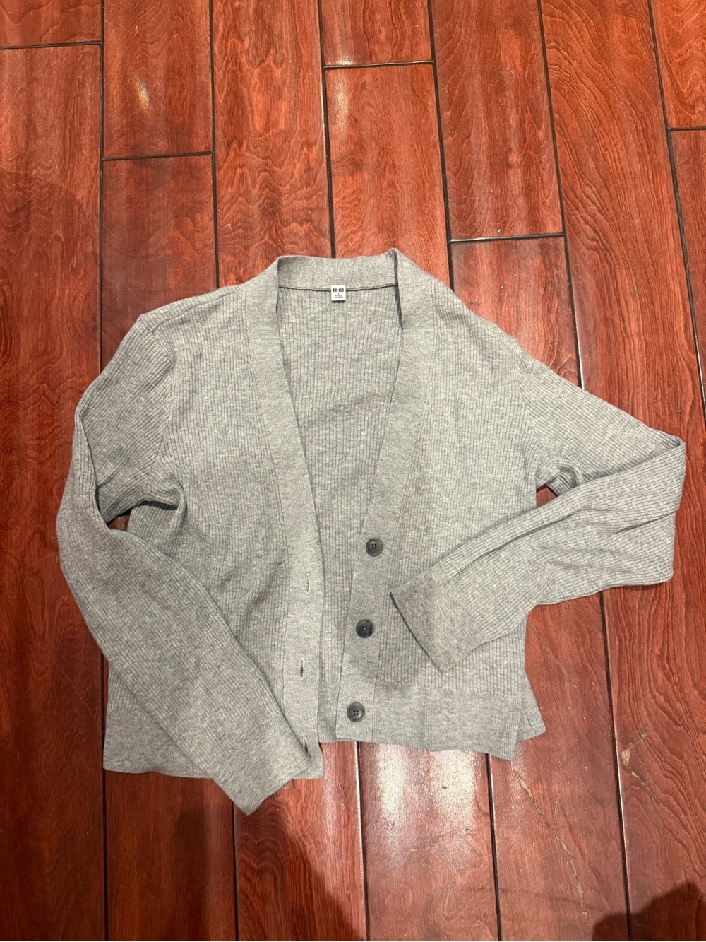 Uniqlo Light Gray Ribbed Button Front Women's Cardigan